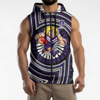 Fremantle Dockers Sleeveless Zip Hoodie Indigenous Monochrome Dot Art Mascot Style