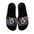 Fremantle Dockers Slide Sandals Indigenous Monochrome Dot Art Mascot Style