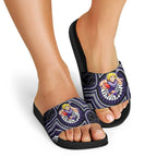 Fremantle Dockers Slide Sandals Indigenous Monochrome Dot Art Mascot Style