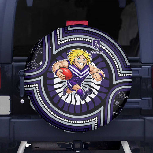 Fremantle Dockers Spare Tire Cover Indigenous Monochrome Dot Art Mascot Style
