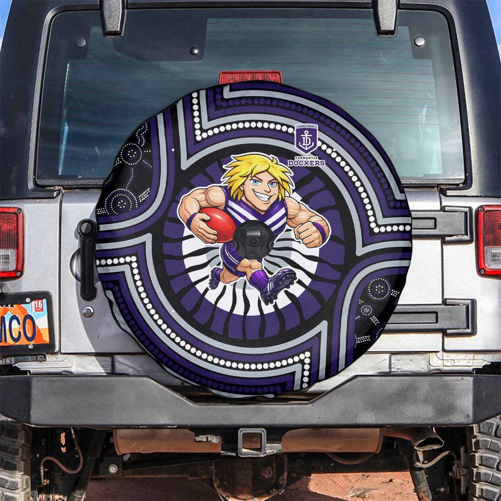 Fremantle Dockers Spare Tire Cover Indigenous Monochrome Dot Art Mascot Style