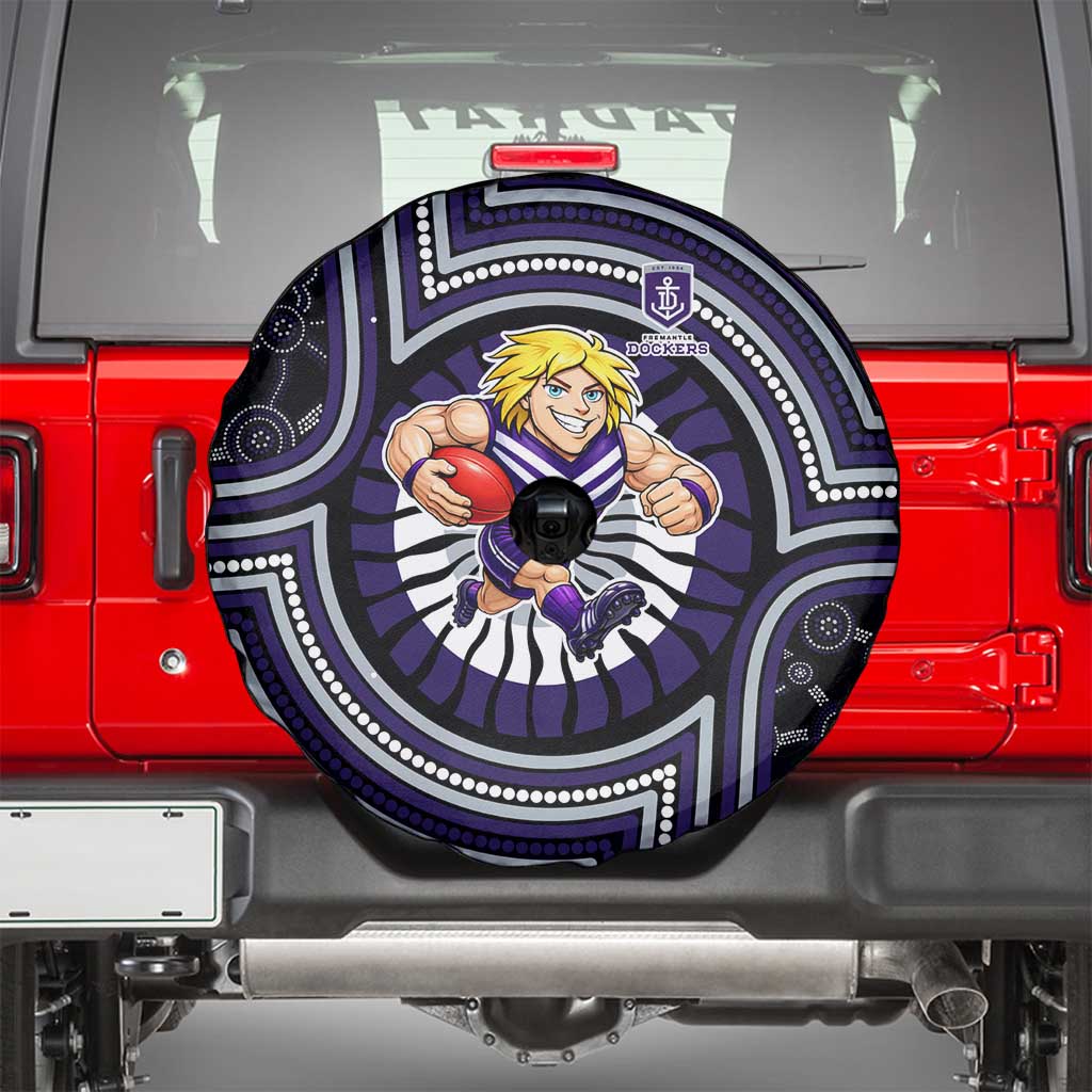 Fremantle Dockers Spare Tire Cover Indigenous Monochrome Dot Art Mascot Style