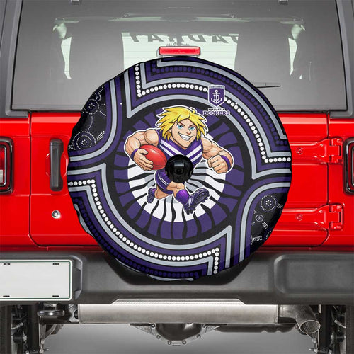 Fremantle Dockers Spare Tire Cover Indigenous Monochrome Dot Art Mascot Style