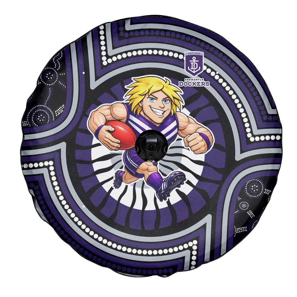 Fremantle Dockers Spare Tire Cover Indigenous Monochrome Dot Art Mascot Style