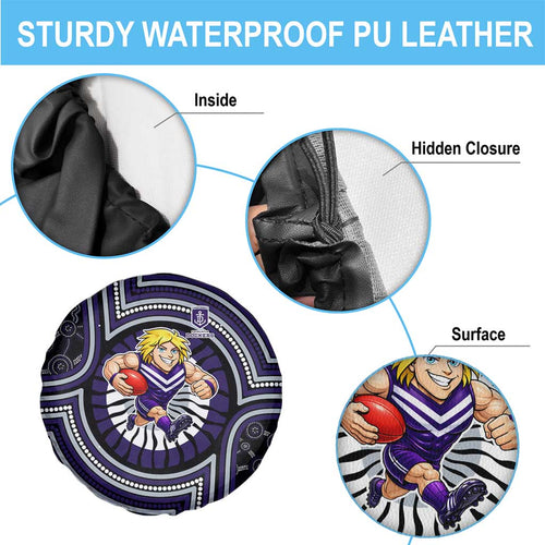 Fremantle Dockers Spare Tire Cover Indigenous Monochrome Dot Art Mascot Style
