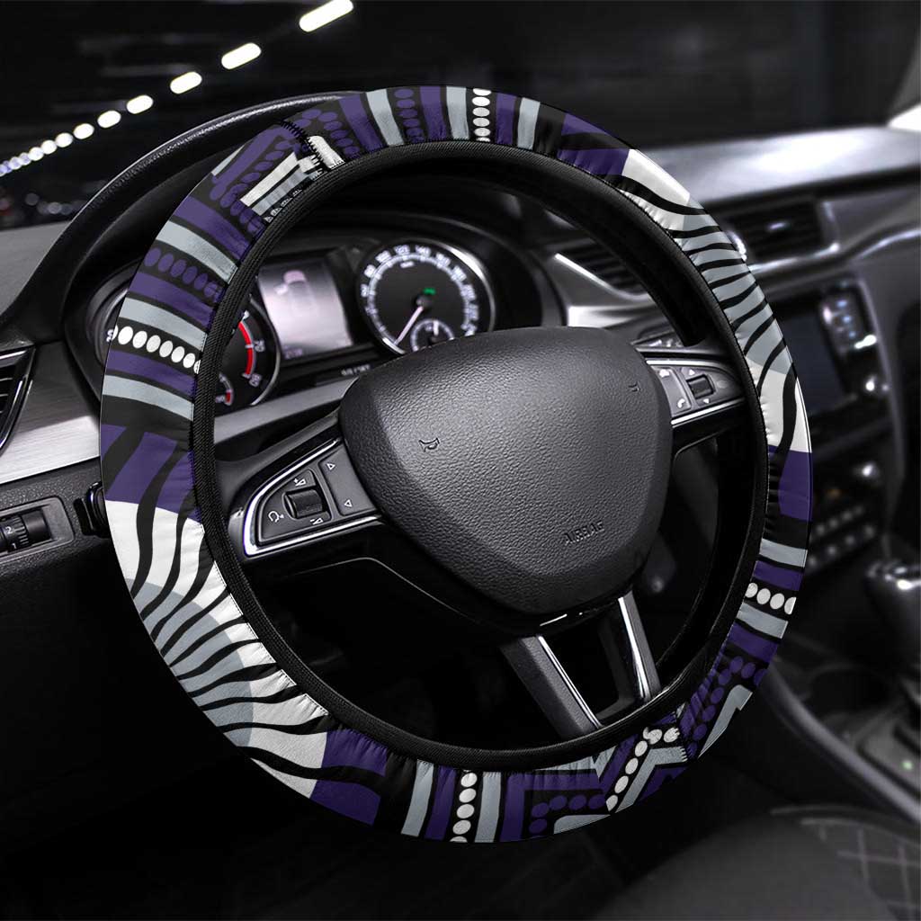 Fremantle Dockers Steering Wheel Cover Indigenous Monochrome Dot Art Mascot Style