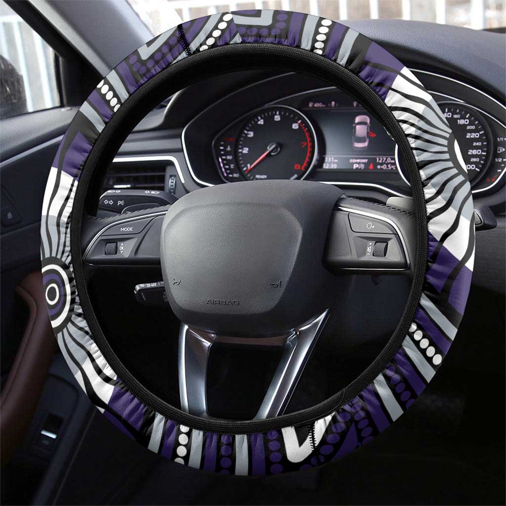 Fremantle Dockers Steering Wheel Cover Indigenous Monochrome Dot Art Mascot Style