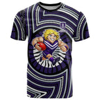 Fremantle Dockers T Shirt Indigenous Monochrome Dot Art Mascot Style