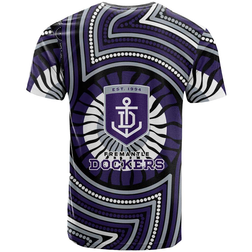 Fremantle Dockers T Shirt Indigenous Monochrome Dot Art Mascot Style