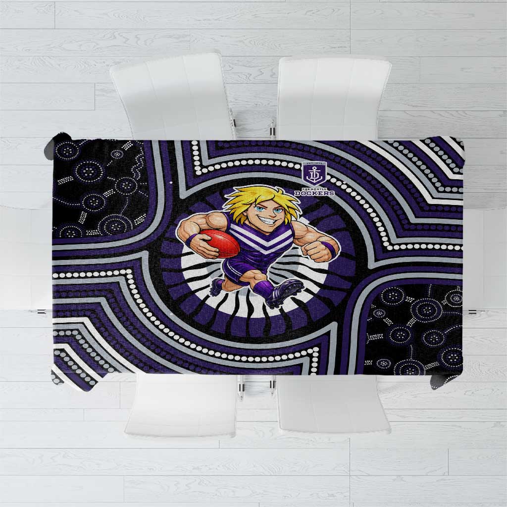 Fremantle Dockers Tablecloth Indigenous Monochrome Dot Art Mascot Style