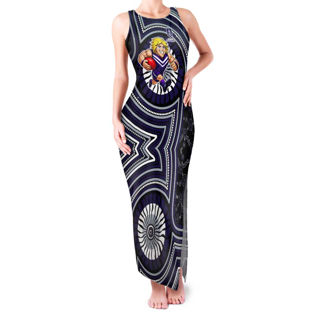 Fremantle Dockers Tank Maxi Dress Indigenous Monochrome Dot Art Mascot Style