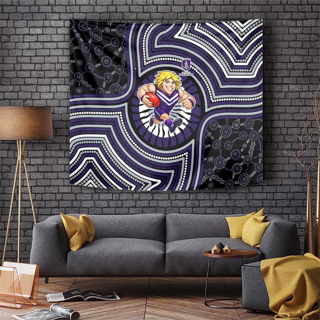 Fremantle Dockers Tapestry Indigenous Monochrome Dot Art Mascot Style