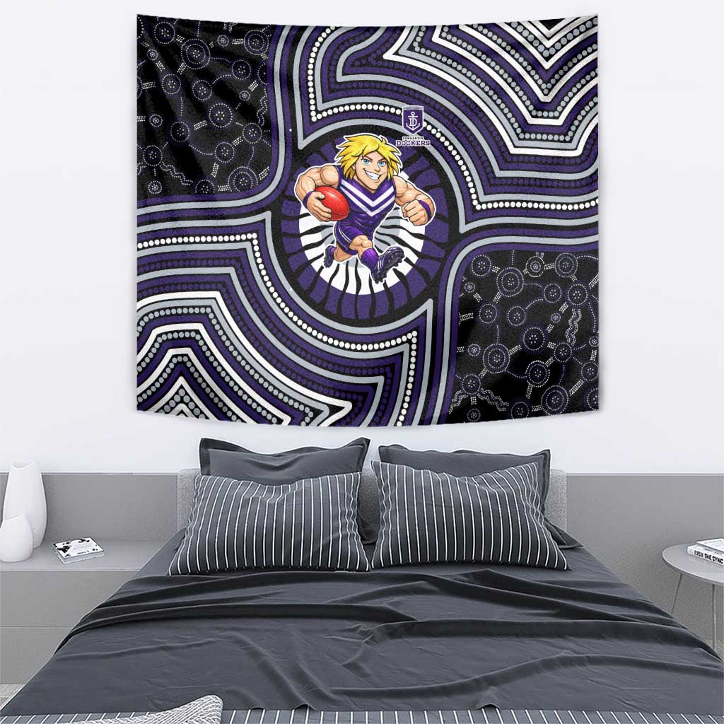 Fremantle Dockers Tapestry Indigenous Monochrome Dot Art Mascot Style