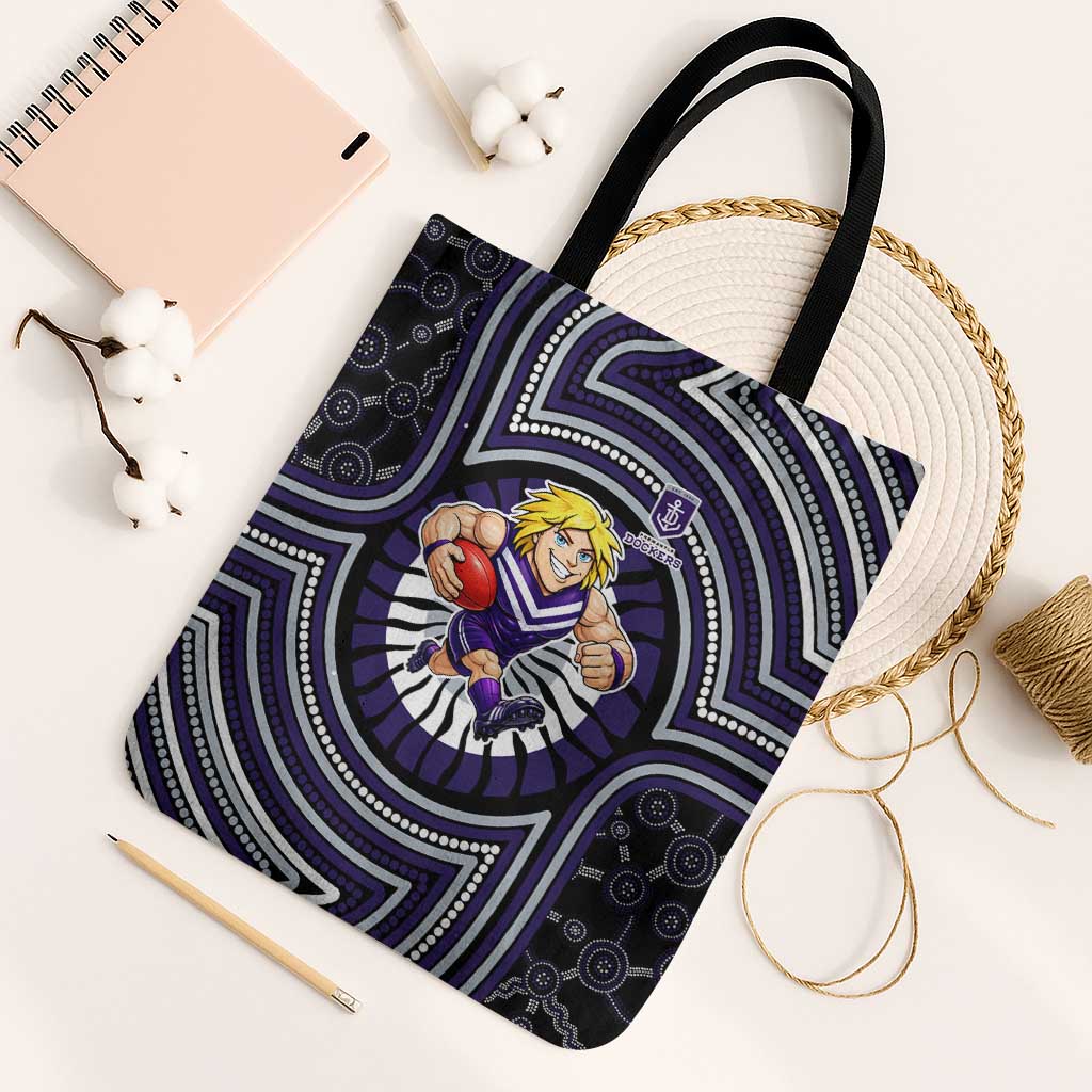 Fremantle Dockers Tote Bag Indigenous Monochrome Dot Art Mascot Style