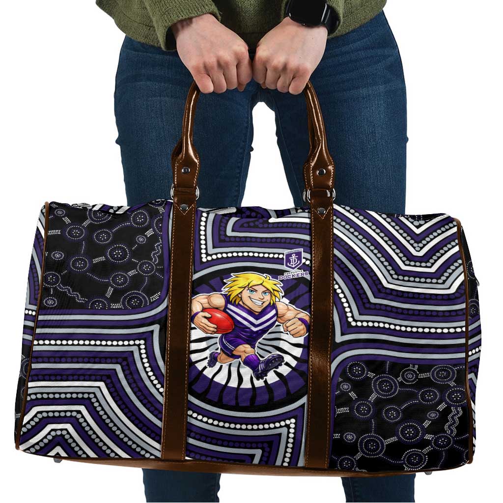 Fremantle Dockers Travel Bag Indigenous Monochrome Dot Art Mascot Style