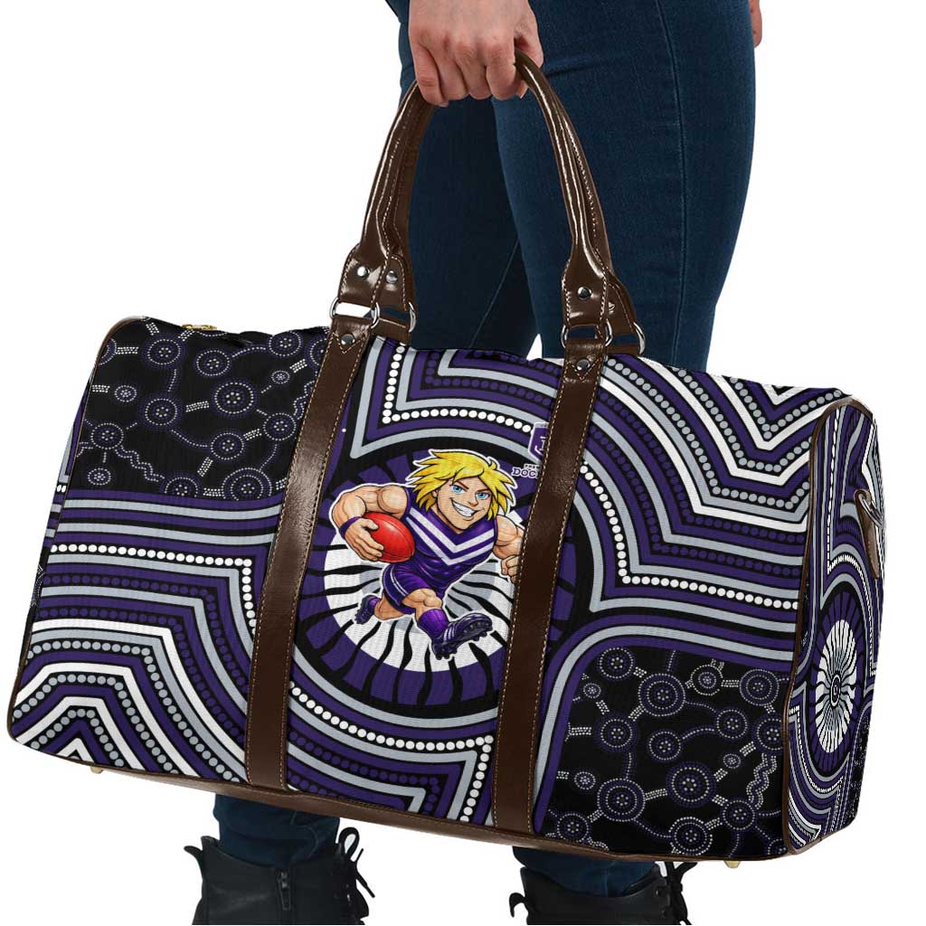 Fremantle Dockers Travel Bag Indigenous Monochrome Dot Art Mascot Style