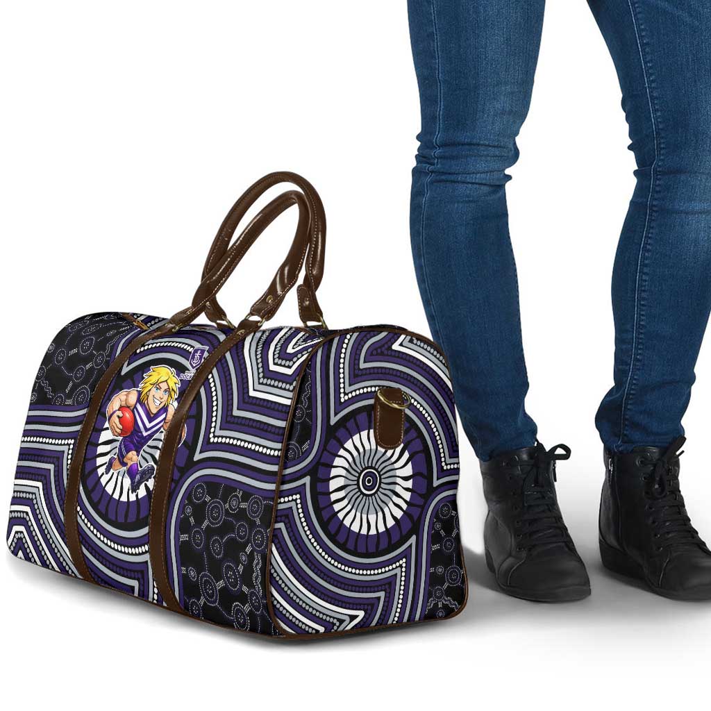Fremantle Dockers Travel Bag Indigenous Monochrome Dot Art Mascot Style