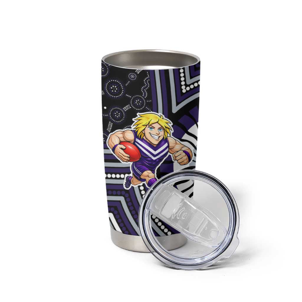 Fremantle Dockers Tumbler Cup Indigenous Monochrome Dot Art Mascot Style