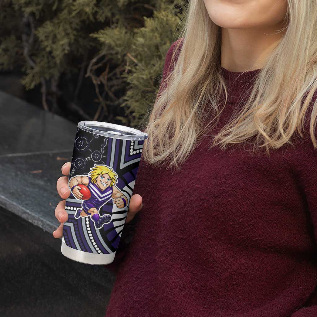 Fremantle Dockers Tumbler Cup Indigenous Monochrome Dot Art Mascot Style