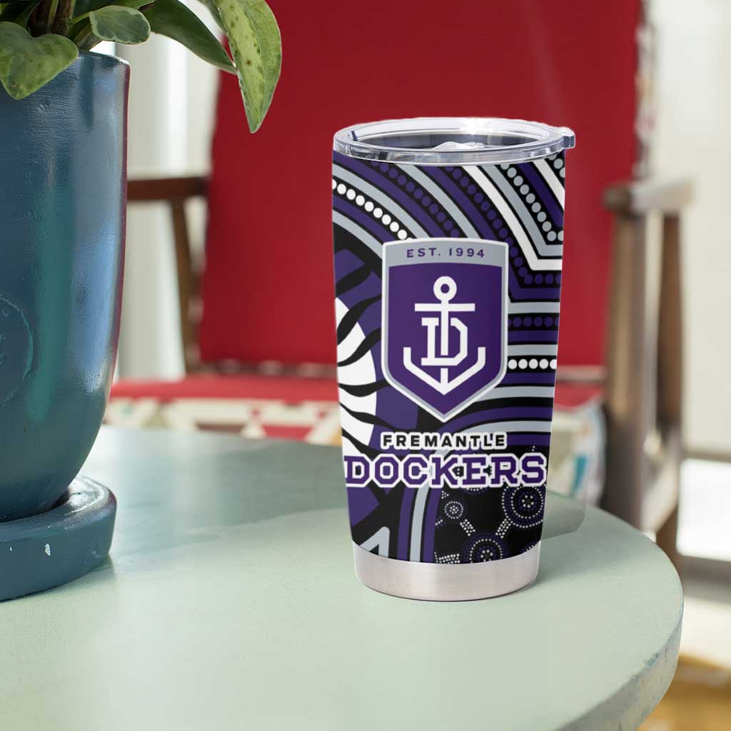 Fremantle Dockers Tumbler Cup Indigenous Monochrome Dot Art Mascot Style