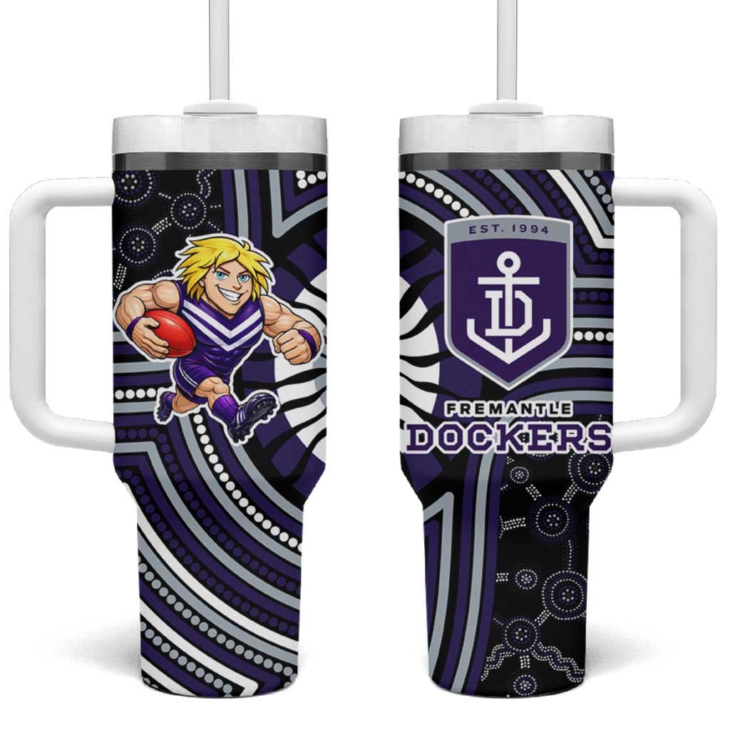 Fremantle Dockers Tumbler With Handle Indigenous Monochrome Dot Art Mascot Style