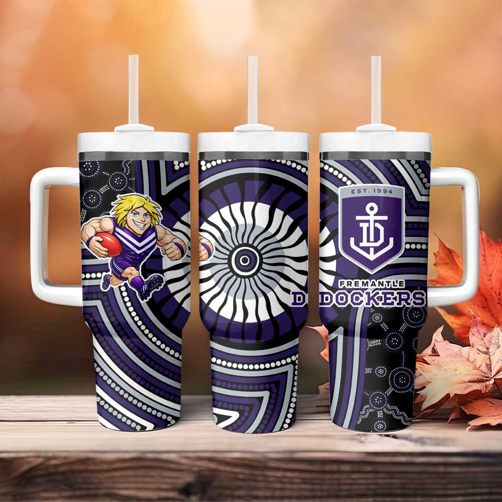 Fremantle Dockers Tumbler With Handle Indigenous Monochrome Dot Art Mascot Style