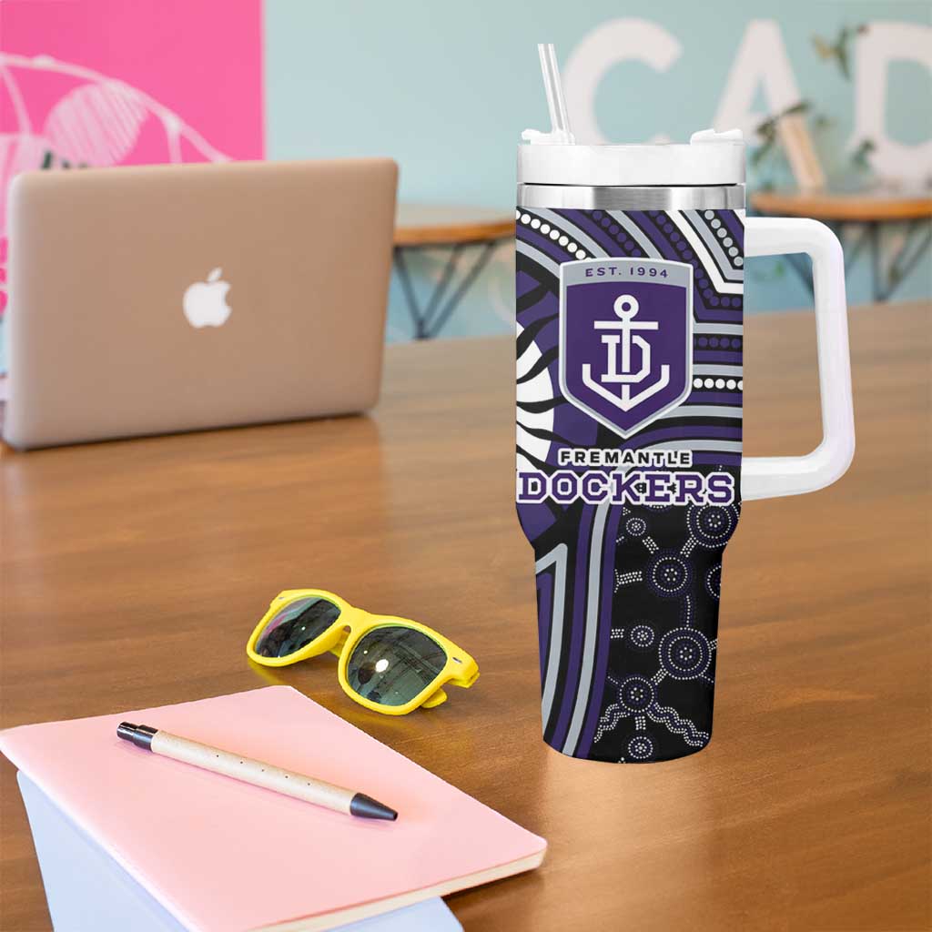 Fremantle Dockers Tumbler With Handle Indigenous Monochrome Dot Art Mascot Style