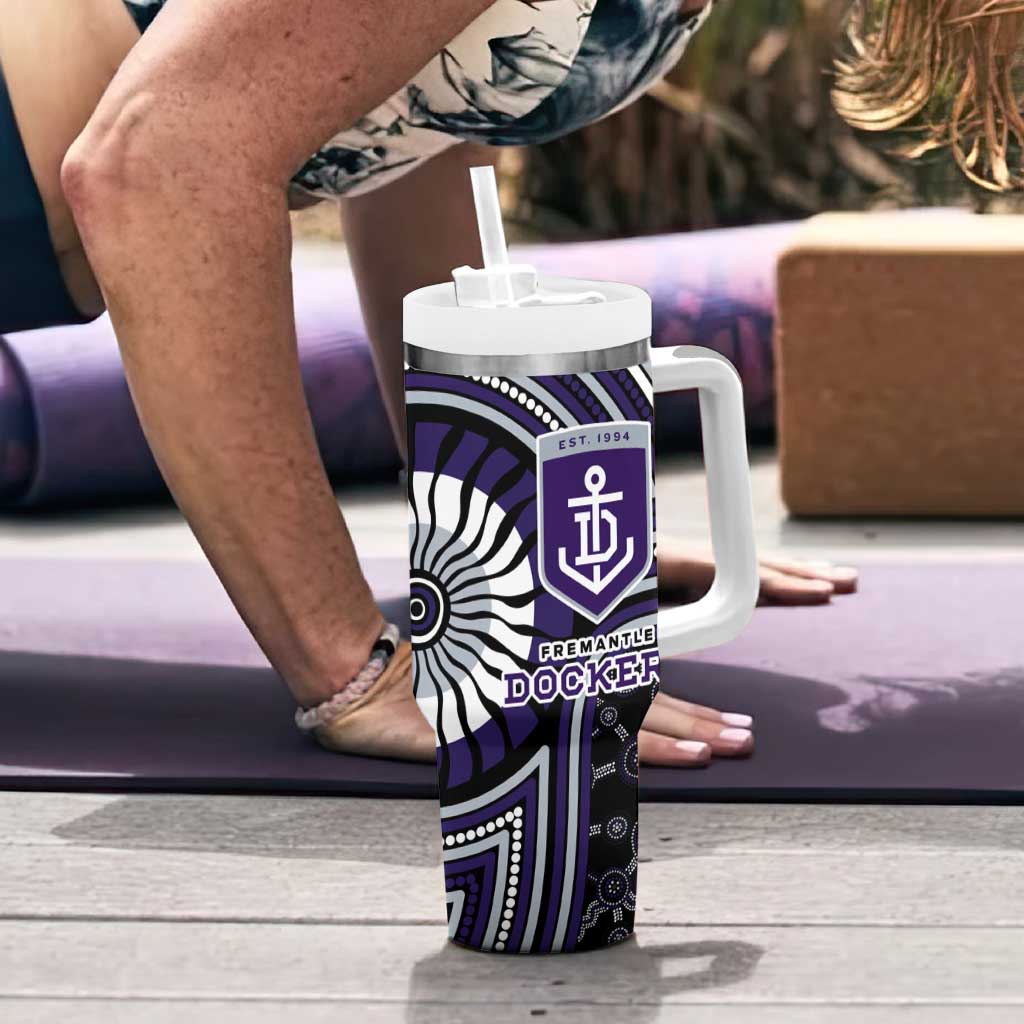 Fremantle Dockers Tumbler With Handle Indigenous Monochrome Dot Art Mascot Style