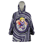 Fremantle Dockers Wearable Blanket Hoodie Indigenous Monochrome Dot Art Mascot Style