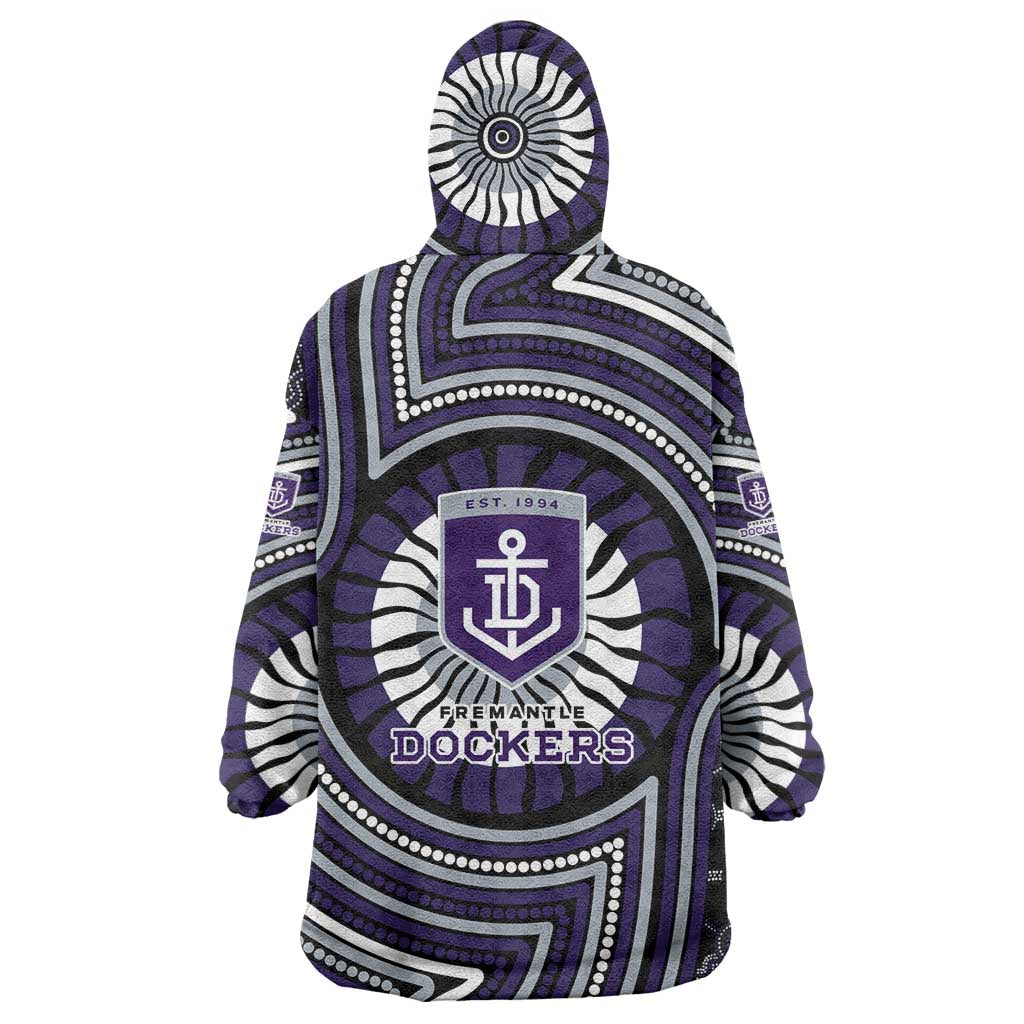 Fremantle Dockers Wearable Blanket Hoodie Indigenous Monochrome Dot Art Mascot Style