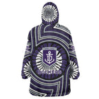 Fremantle Dockers Wearable Blanket Hoodie Indigenous Monochrome Dot Art Mascot Style