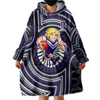 Fremantle Dockers Wearable Blanket Hoodie Indigenous Monochrome Dot Art Mascot Style