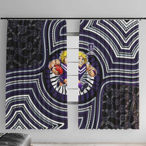 Fremantle Dockers Window Curtain Indigenous Monochrome Dot Art Mascot Style