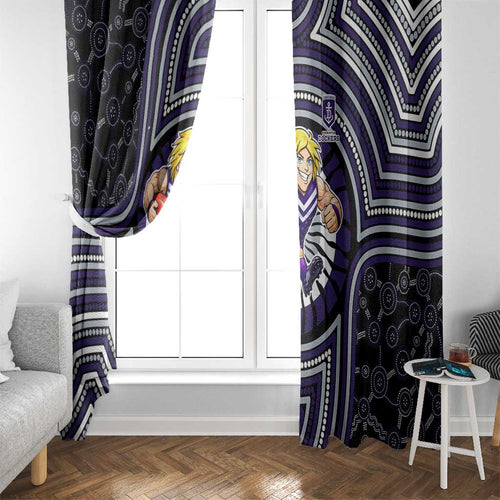 Fremantle Dockers Window Curtain Indigenous Monochrome Dot Art Mascot Style