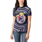 Fremantle Dockers Women Polo Shirt Indigenous Monochrome Dot Art Mascot Style