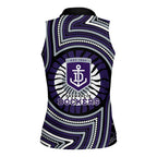 Fremantle Dockers Women Sleeveless Polo Shirt Indigenous Monochrome Dot Art Mascot Style