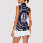 Fremantle Dockers Women Sleeveless Polo Shirt Indigenous Monochrome Dot Art Mascot Style