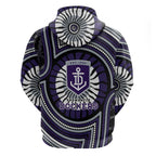 Fremantle Dockers Zip Hoodie Indigenous Monochrome Dot Art Mascot Style
