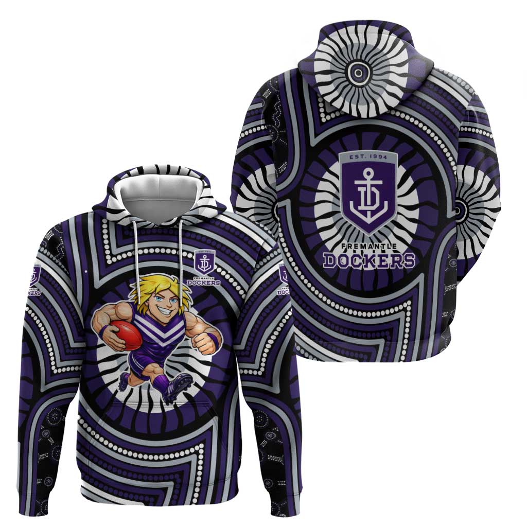 Fremantle Dockers Zip Hoodie Indigenous Monochrome Dot Art Mascot Style