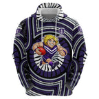 Fremantle Dockers Zip Hoodie Indigenous Monochrome Dot Art Mascot Style