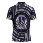 Fremantle Dockers Zipper Polo Shirt Indigenous Monochrome Dot Art Mascot Style
