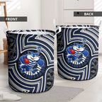 Geelong Cats Laundry Basket Indigenous Monochrome Dot Art Mascot Style
