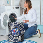 Geelong Cats Laundry Basket Indigenous Monochrome Dot Art Mascot Style