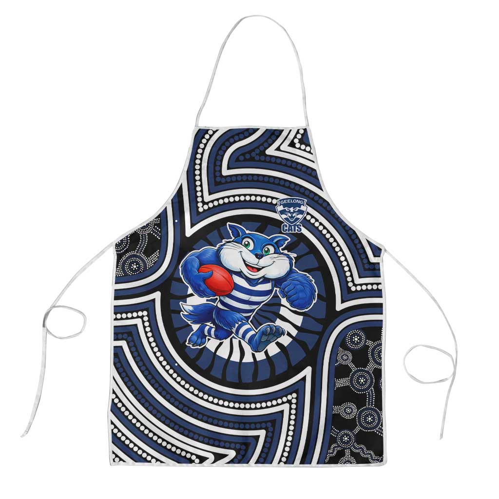 Geelong Cats Apron Indigenous Monochrome Dot Art Mascot Style
