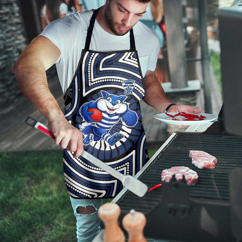 Geelong Cats Apron Indigenous Monochrome Dot Art Mascot Style