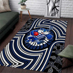 Geelong Cats Area Rug Indigenous Monochrome Dot Art Mascot Style