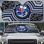 Geelong Cats Auto Sun Shade Indigenous Monochrome Dot Art Mascot Style