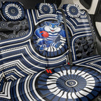 Geelong Cats Back Car Seat Cover Indigenous Monochrome Dot Art Mascot Style