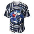 Geelong Cats Baseball Jersey Indigenous Monochrome Dot Art Mascot Style