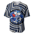 Geelong Cats Baseball Jersey Indigenous Monochrome Dot Art Mascot Style